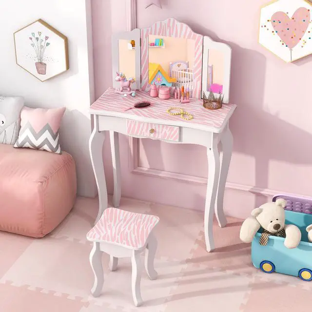Alt view image 6 of 7 - SlickBlue Kids Vanity Set with Drawer and 3 Makeup Accessories