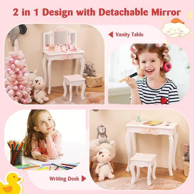 Alt view image 7 of 7 - SlickBlue Kids Vanity Set with Drawer and 3 Makeup Accessories