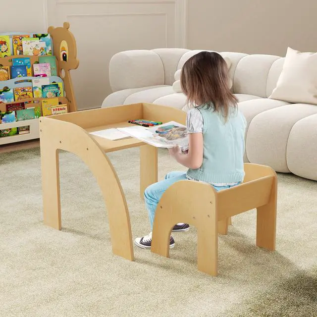 Alt view image 2 of 7 - SlickBlue Kids Table and Chair Set with Wide Tabletop and Curved Edges for Kids Room