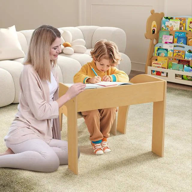 Alt view image 3 of 7 - SlickBlue Kids Table and Chair Set with Wide Tabletop and Curved Edges for Kids Room
