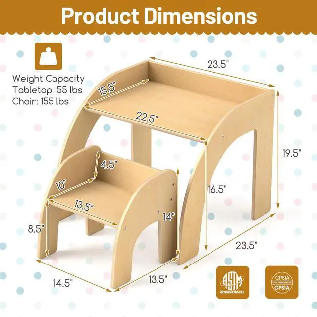 Alt view image 5 of 7 - SlickBlue Kids Table and Chair Set with Wide Tabletop and Curved Edges for Kids Room