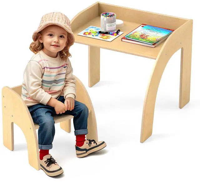 Alt view image 4 of 7 - SlickBlue Kids Table and Chair Set with Wide Tabletop and Curved Edges for Kids Room