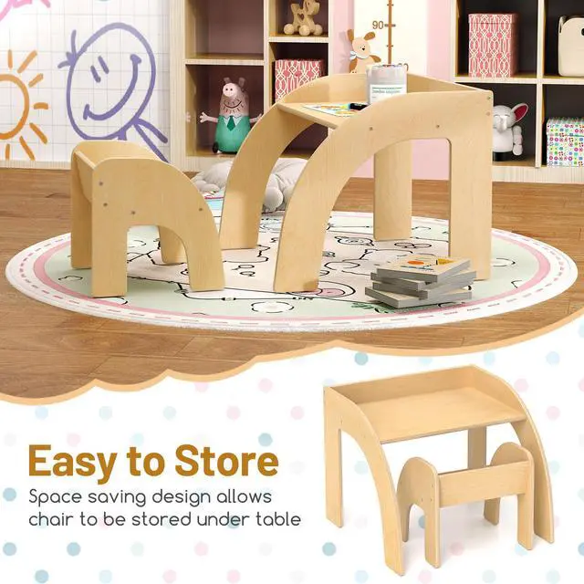 Alt view image 7 of 7 - SlickBlue Kids Table and Chair Set with Wide Tabletop and Curved Edges for Kids Room