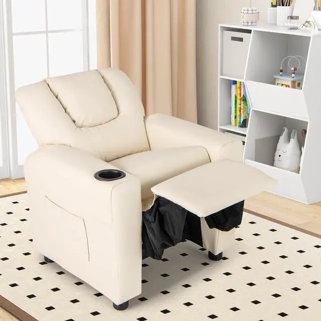 Alt view image 5 of 6 - SlickBlue Kids Recliner Chair PU Leather Push Back Toddler Recliner with Cup Holder and Side Pocket