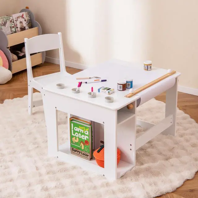 Alt view image 2 of 7 - SlickBlue Kids Art Table and Chair Set Toddler Craft Drawing Desk