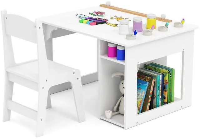 Alt view image 4 of 7 - SlickBlue Kids Art Table and Chair Set Toddler Craft Drawing Desk