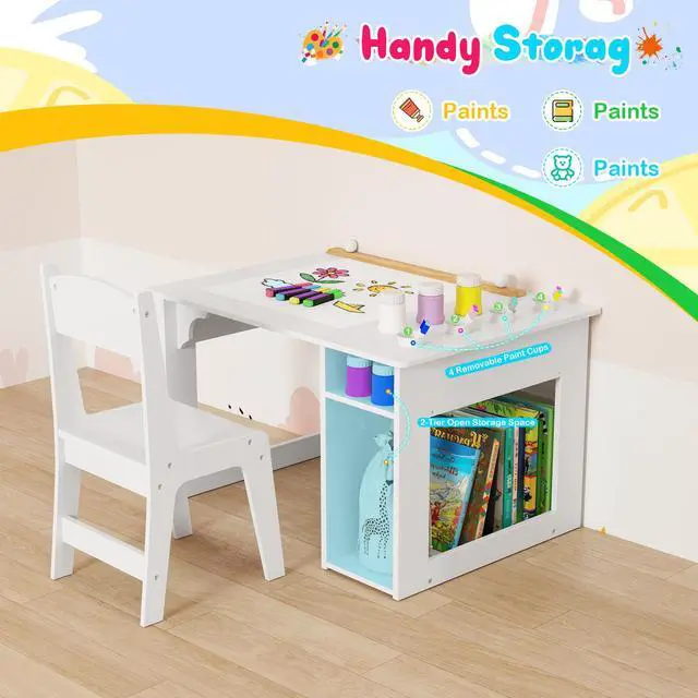 Alt view image 7 of 7 - SlickBlue Kids Art Table and Chair Set Toddler Craft Drawing Desk