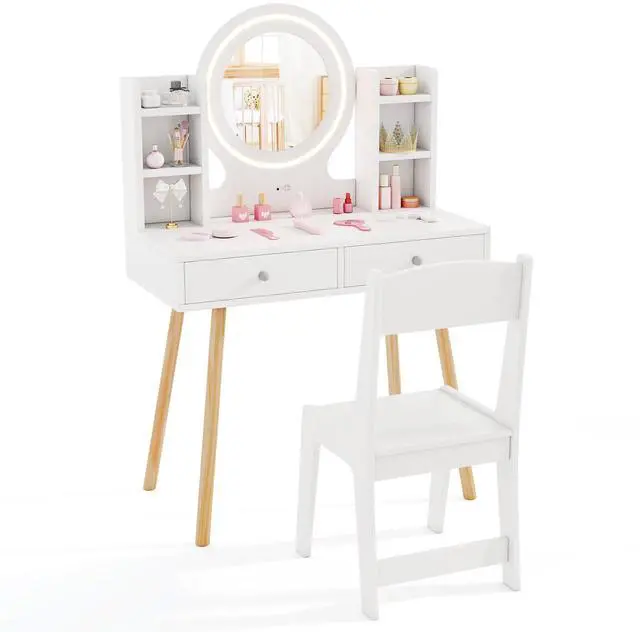 Main image of SlickBlue Kids Vanity Set with Lighted Mirror and Storage Drawers