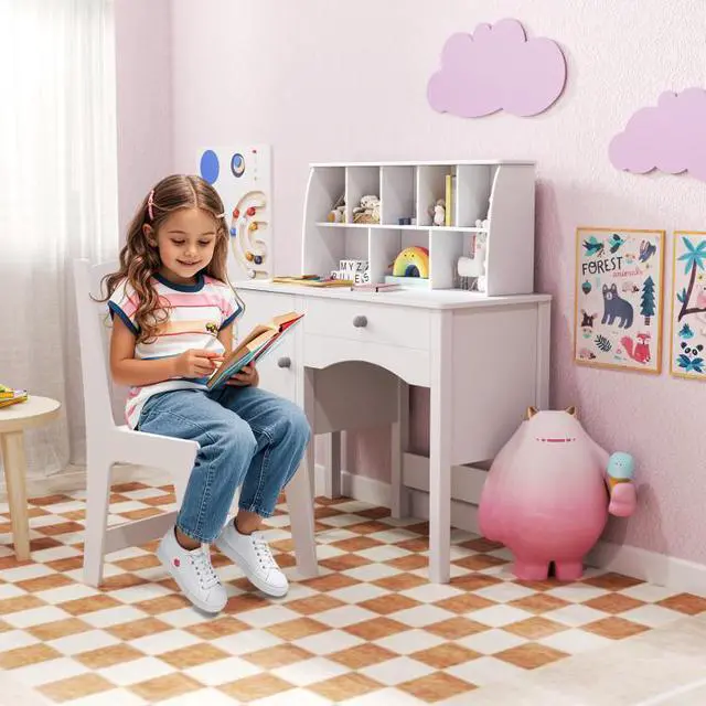 Alt view image 3 of 7 - SlickBlue Kids Study Desk and Chair Set with Chair Hutch and Storage Cabinet for 3+ Years Old