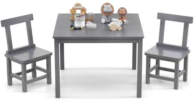 Main image of SlickBlue Wooden Kids Table and 2 Chairs Set with Anti-slip Foot Pads