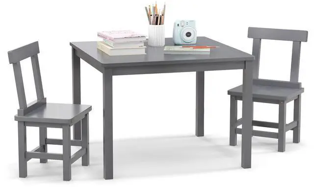 Alt view image 4 of 7 - SlickBlue Wooden Kids Table and 2 Chairs Set with Anti-slip Foot Pads