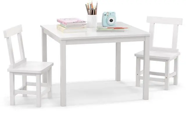Alt view image 4 of 7 - SlickBlue Wooden Kids Table and 2 Chairs Set with Anti-slip Foot Pads