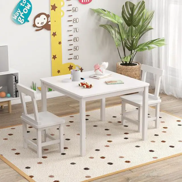 Alt view image 2 of 7 - SlickBlue Wooden Kids Table and 2 Chairs Set with Anti-slip Foot Pads