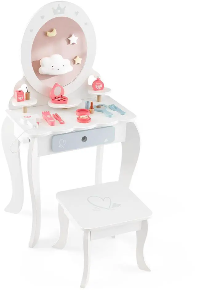 Main image of SlickBlue Kids 2-in-1 Princess Makeup Table and Chair Set with Removable Mirror