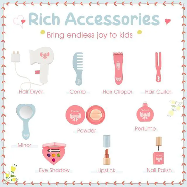 Alt view image 6 of 7 - SlickBlue Kids 2-in-1 Princess Makeup Table and Chair Set with Removable Mirror