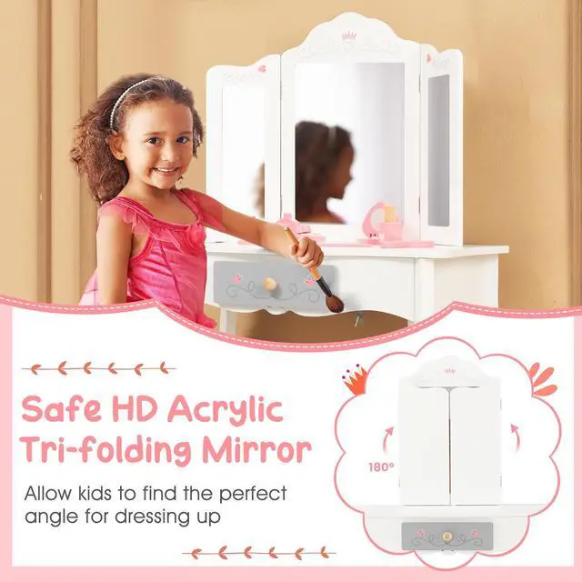 Alt view image 7 of 7 - SlickBlue Kids Vanity Set with Tri-folding Mirror