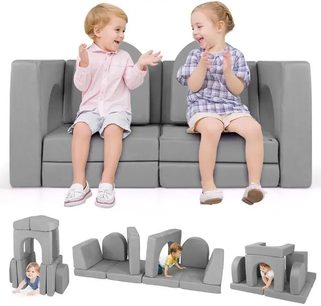 Main image of SlickBlue 8-Piece Modular Kids Play Couch with Comfy Suede Fabric