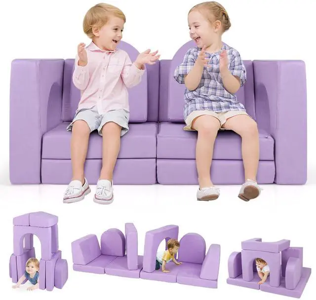 Main image of SlickBlue 8-Piece Modular Kids Play Couch with Comfy Suede Fabric