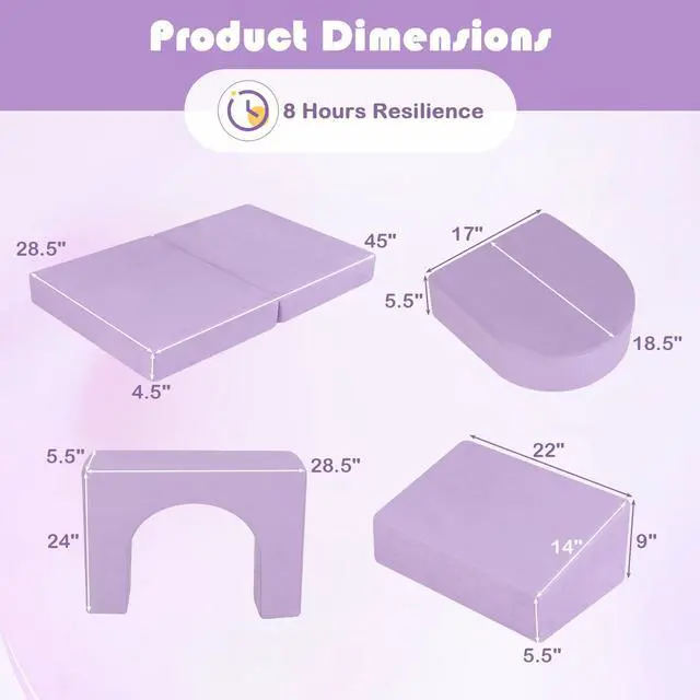 Alt view image 4 of 7 - SlickBlue 8-Piece Modular Kids Play Couch with Comfy Suede Fabric