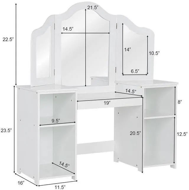 Alt view image 5 of 7 - SlickBlue Kids Tri Folding Mirror Makeup Dressing Vanity Table Set