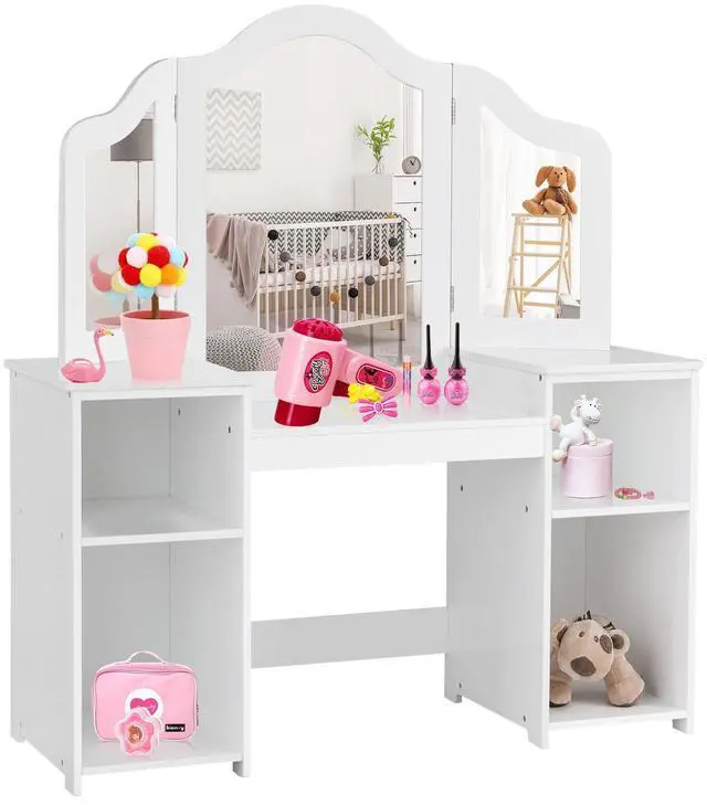 Alt view image 4 of 7 - SlickBlue Kids Tri Folding Mirror Makeup Dressing Vanity Table Set