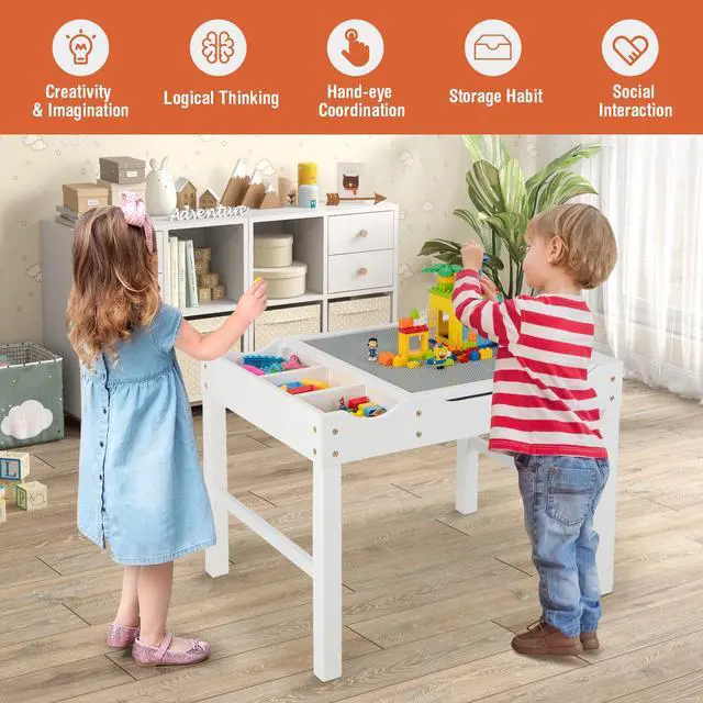 Alt view image 6 of 7 - SlickBlue Wooden Kids Multi Activity Play Table with Storage Paper Roll