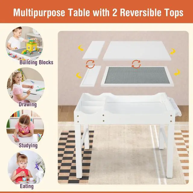 Alt view image 7 of 7 - SlickBlue Wooden Kids Multi Activity Play Table with Storage Paper Roll