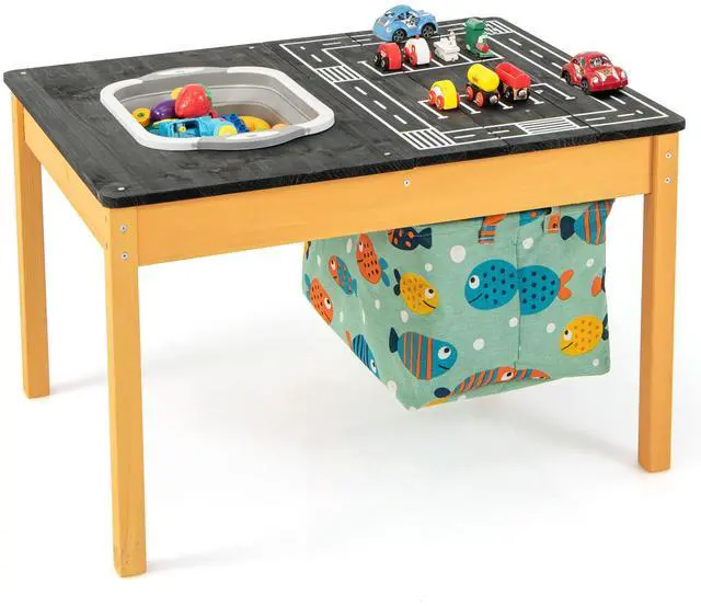 Alt view image 4 of 7 - SlickBlue 3-in-1 Kids Sand Water Activity Table with Foldable Storage Bin