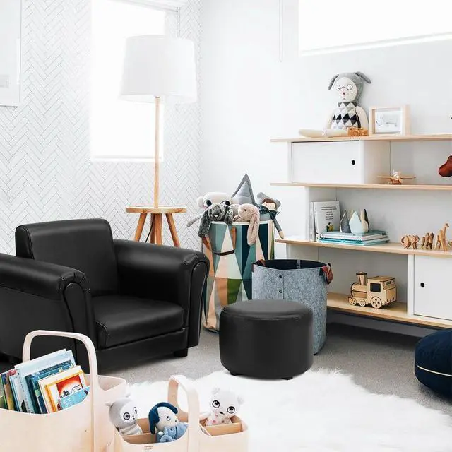 Alt view image 3 of 7 - SlickBlue Kids Single Armrest Couch Sofa with Ottoman