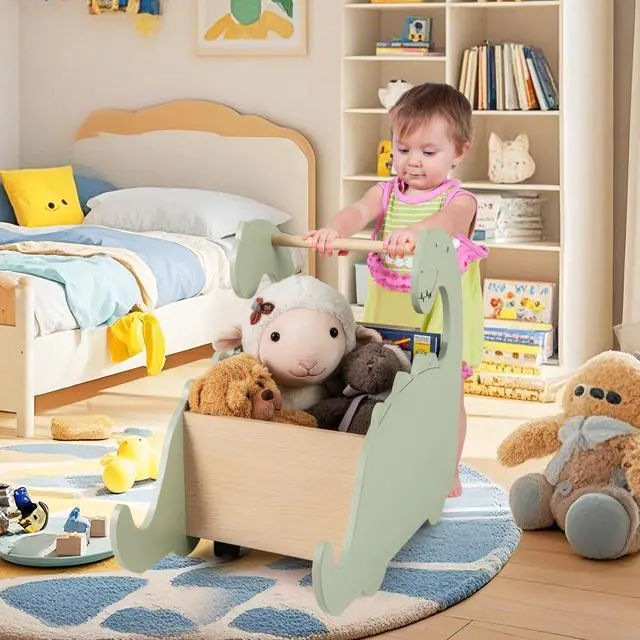 Alt view image 2 of 7 - SlickBlue 2 in 1 Wooden Baby Push Walker with Pine Wood Handle