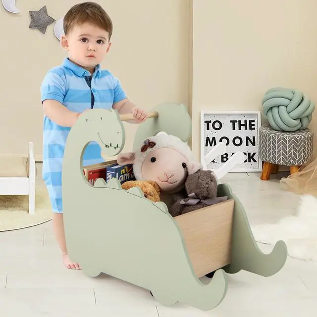Alt view image 6 of 7 - SlickBlue 2 in 1 Wooden Baby Push Walker with Pine Wood Handle