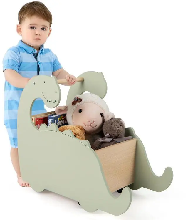 Alt view image 4 of 7 - SlickBlue 2 in 1 Wooden Baby Push Walker with Pine Wood Handle
