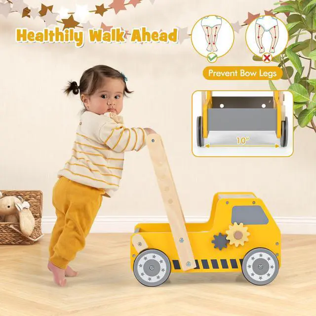 Alt view image 7 of 7 - SlickBlue 2-in-1 Wooden Baby Walker with Adjustable Speed and Bottom Storage