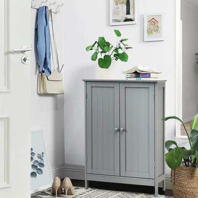 Alt view image 3 of 7 - SlickBlue Bathroom Floor Storage Double Door Cupboard Cabinet