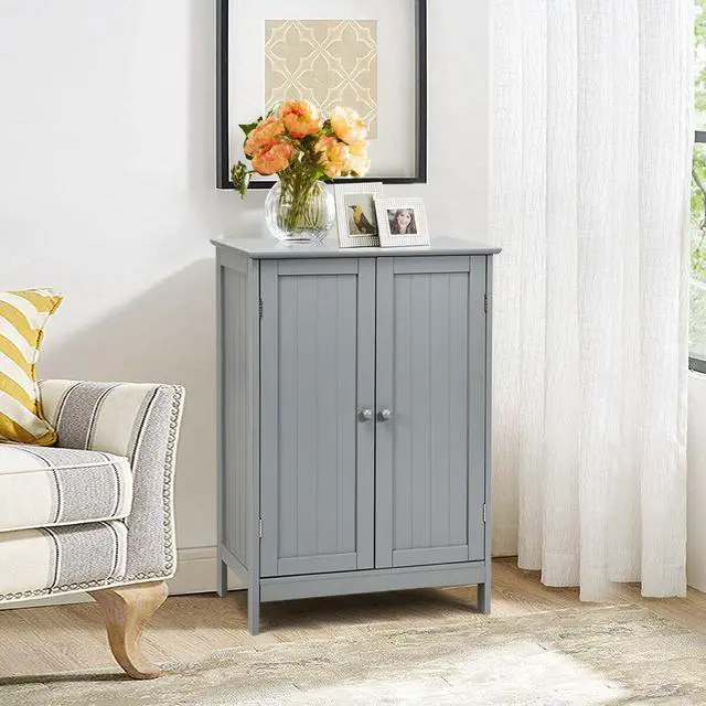 Alt view image 2 of 7 - SlickBlue Bathroom Floor Storage Double Door Cupboard Cabinet