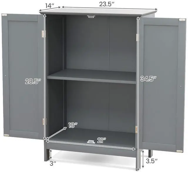 Alt view image 5 of 7 - SlickBlue Bathroom Floor Storage Double Door Cupboard Cabinet
