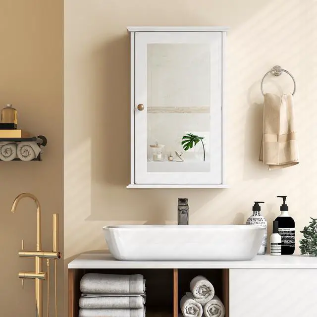 Alt view image 2 of 7 - SlickBlue Bathroom Wall Cabinet with Single Mirror Door