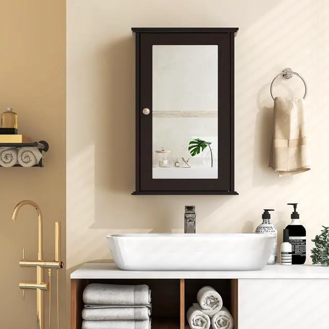 Alt view image 2 of 7 - SlickBlue Bathroom Wall Cabinet with Single Mirror Door