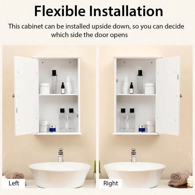 Alt view image 7 of 7 - SlickBlue Bathroom Wall Cabinet with Single Mirror Door