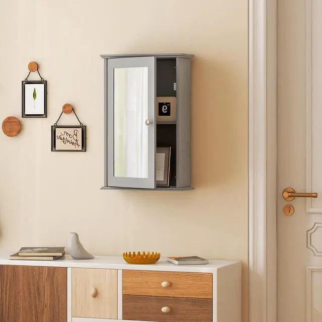 Alt view image 2 of 7 - SlickBlue Bathroom Wall Cabinet with Single Mirror Door