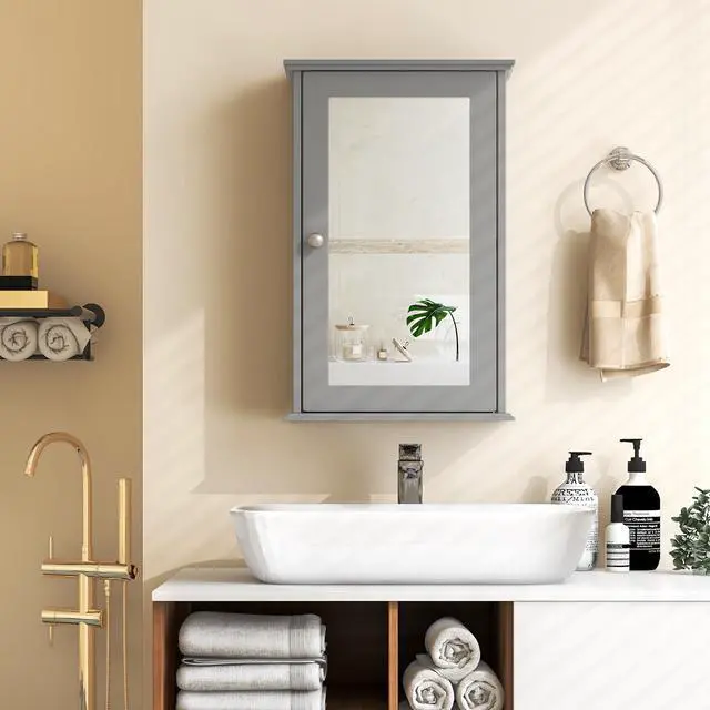 Alt view image 4 of 7 - SlickBlue Bathroom Wall Cabinet with Single Mirror Door