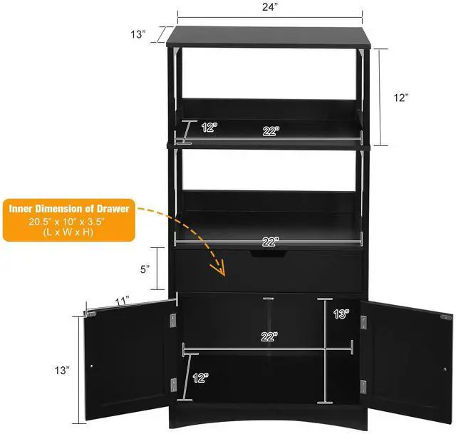 Alt view image 5 of 7 - SlickBlue Bathroom Storage Cabinet with Drawer and Shelf Floor Cabinet