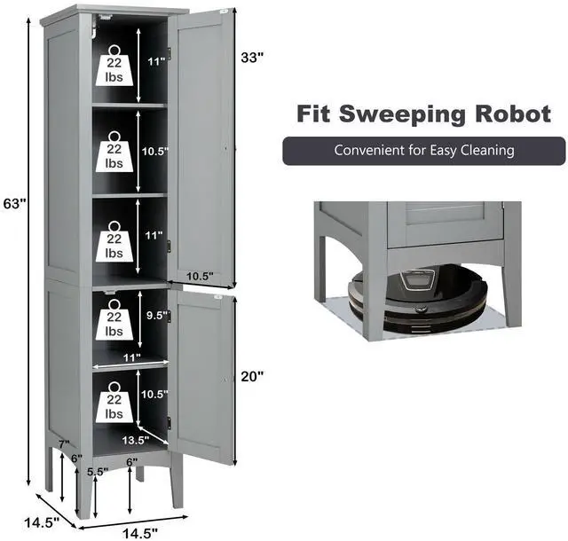 Alt view image 5 of 7 - SlickBlue Freestanding Bathroom Storage Cabinet for Kitchen and Living Room
