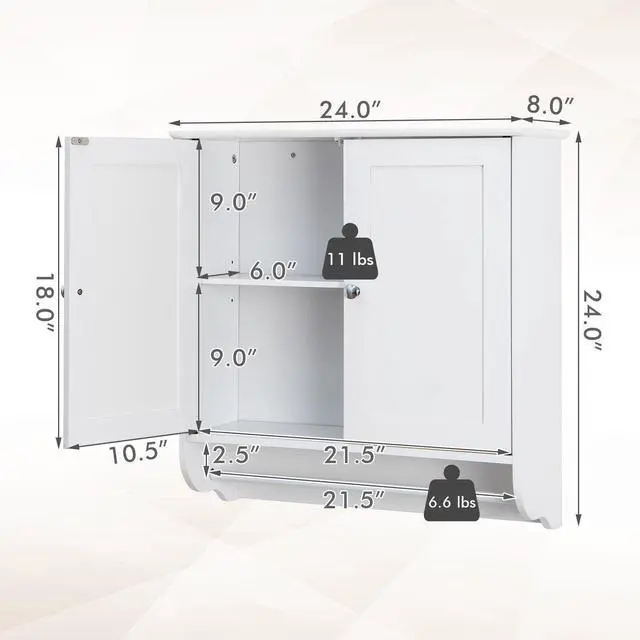 Alt view image 4 of 7 - SlickBlue Wall Mounted Bathroom Storage Medicine Cabinet with Towel Bar