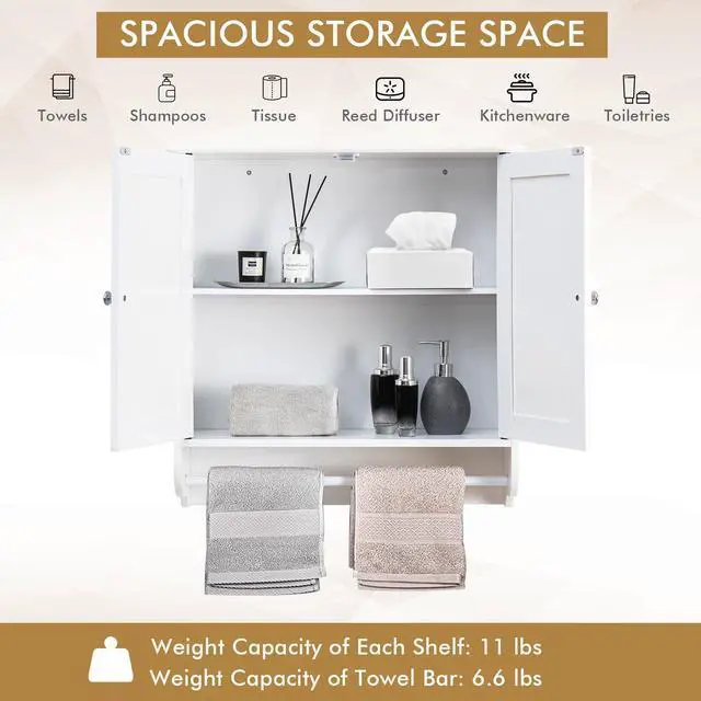 Alt view image 5 of 7 - SlickBlue Wall Mounted Bathroom Storage Medicine Cabinet with Towel Bar