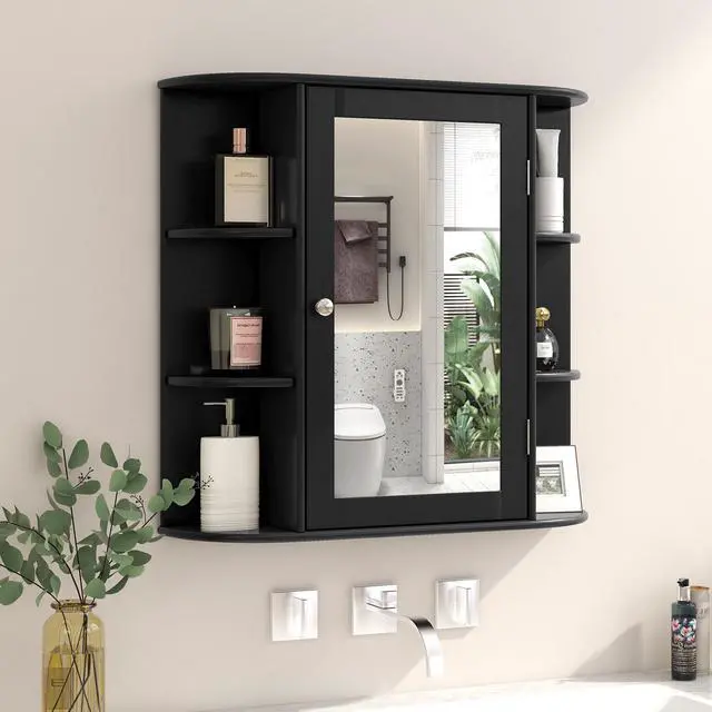 Alt view image 2 of 7 - SlickBlue Wall-Mounted Bathroom Mirror Cabinet with Storage Shelves