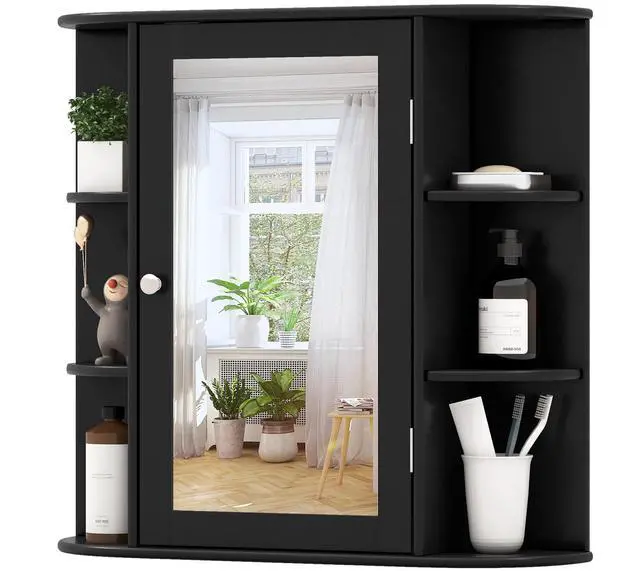 Alt view image 4 of 7 - SlickBlue Wall-Mounted Bathroom Mirror Cabinet with Storage Shelves