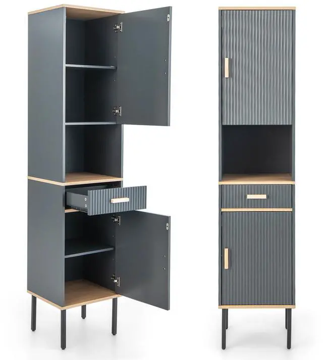 Main image of SlickBlue Free-Standing Bathroom Cabinet Narrow Linen with Doors and Drawer