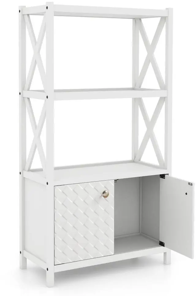 Alt view image 4 of 7 - SlickBlue Bathroom Storage Cabinet with Open Shelves and Double Doors