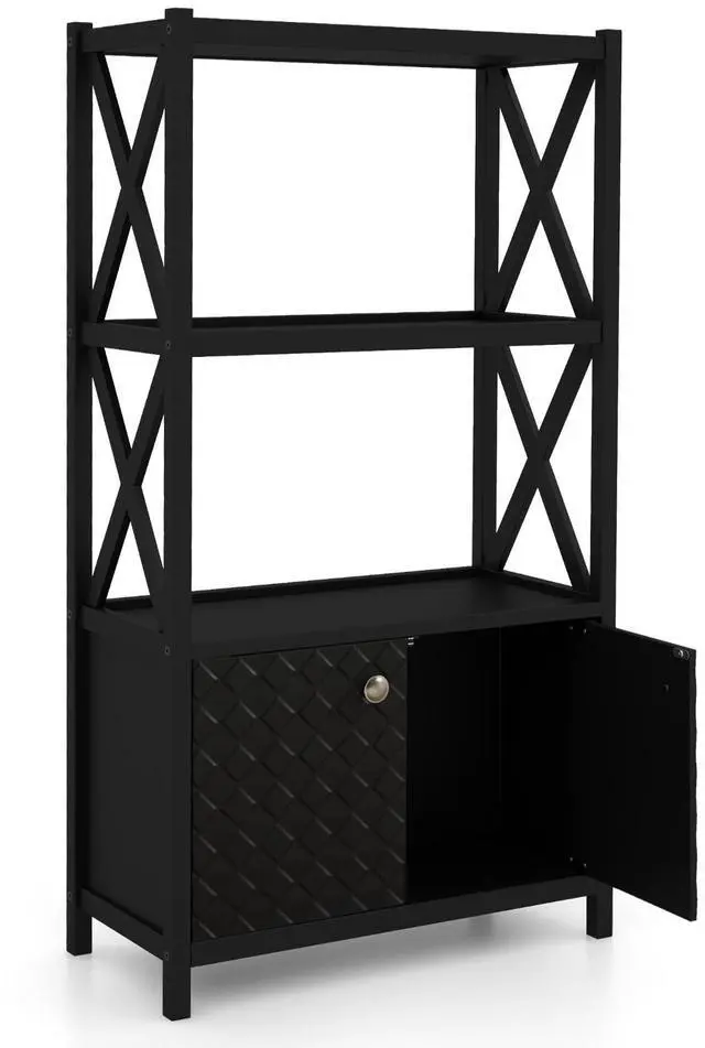 Alt view image 4 of 7 - SlickBlue Bathroom Storage Cabinet with Open Shelves and Double Doors